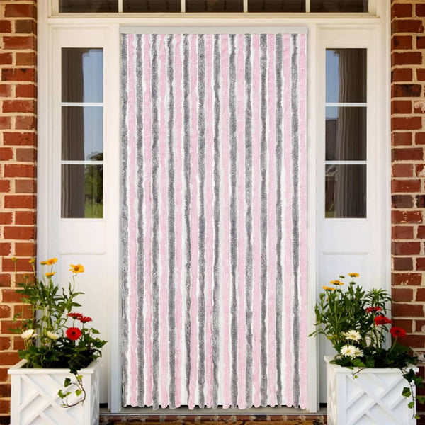 Silbergrauer und pinkfarbener Insektenschutzvorhang Septilici 100x220cm (Chenille)