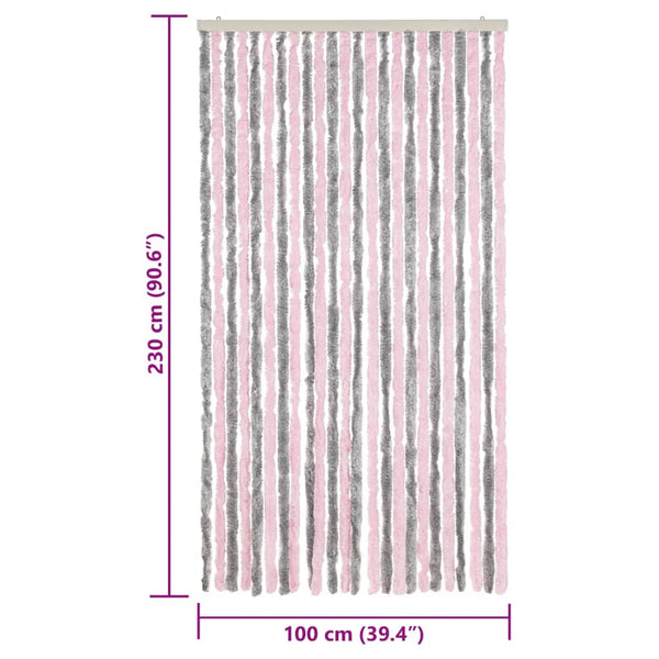 Silbergrauer und pinkfarbener Insektenschutzvorhang Septilici 100x230cm (Chenille)