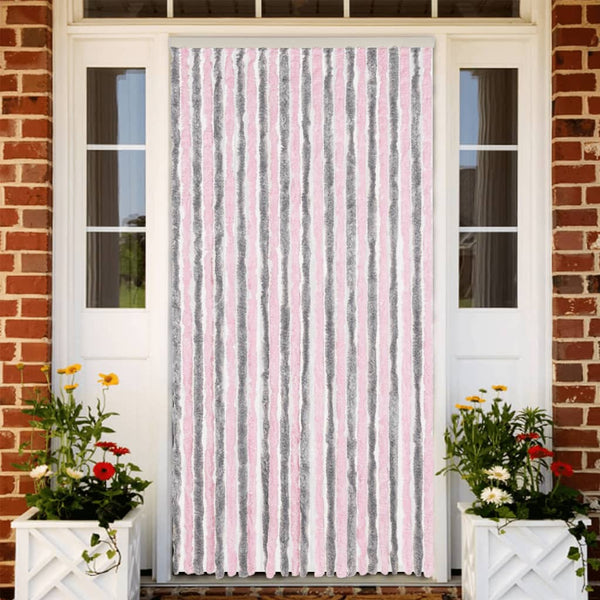 Silbergrauer und pinkfarbener Insektenschutzvorhang Septilici 100x230cm (Chenille)