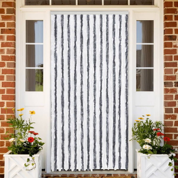 Grauer und weißer Insektenschutzvorhang Septilici 100x230cm (Chenille)