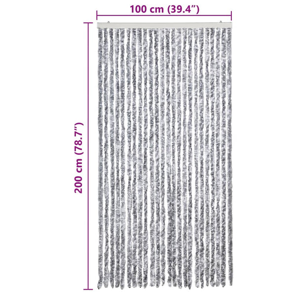 Weißer und grauer Insektenschutzvorhang Septilici 100x200cm (Chenille)
