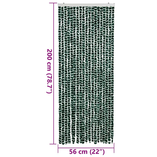 Grüner und weißer Insektenschutzvorhang Septilici 56x200cm (Chenille)