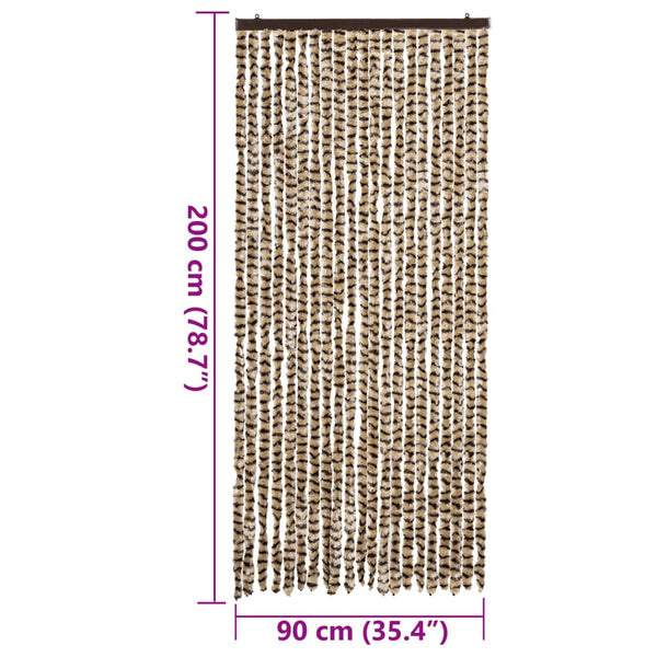 Beiger und brauner Insektenschutzvorhang Septilici 90x200cm (Chenille)