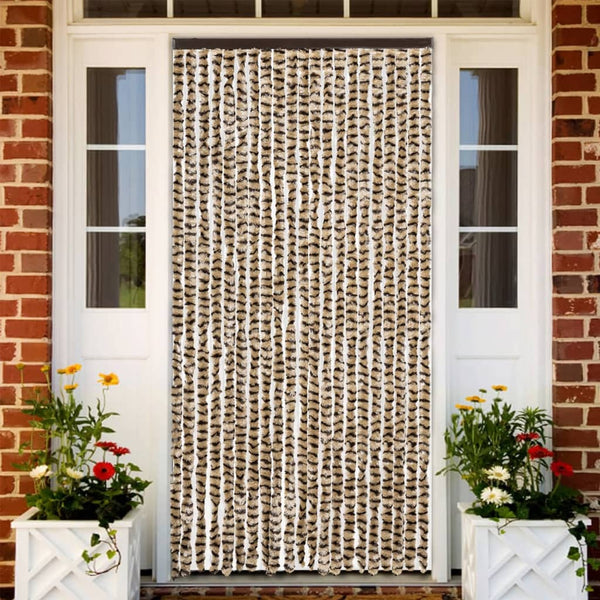 Beiger und brauner Insektenschutzvorhang Septilici 90x200cm (Chenille)