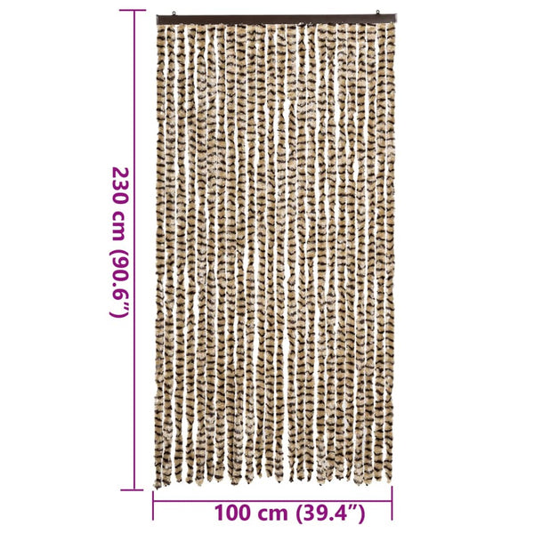 Beiger und brauner Insektenschutzvorhang Septilici 100x230cm (Chenille)
