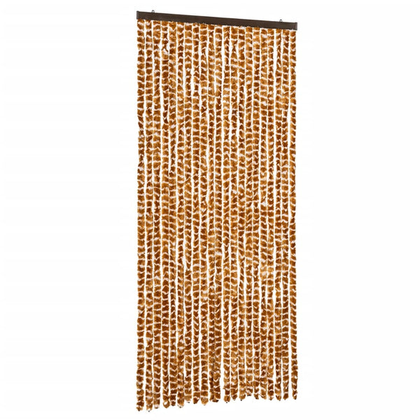 Ockerfarbener und weißer Insektenschutzvorhang Septilici 90x200cm (Chenille)