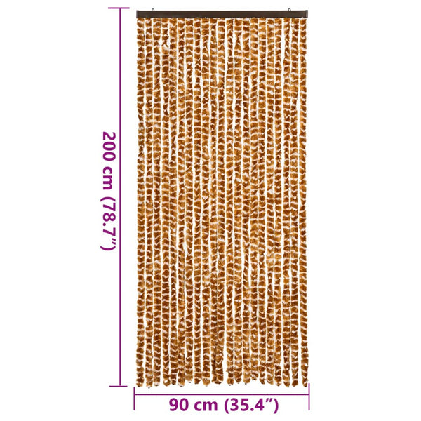 Ockerfarbener und weißer Insektenschutzvorhang Septilici 90x200cm (Chenille)