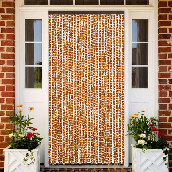 Ockerfarbener und weißer Insektenschutzvorhang Septilici 90x200cm (Chenille)