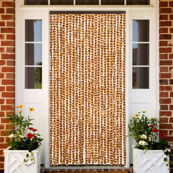 Ockerfarbener und weißer Insektenschutzvorhang Septilici 100x230cm (Chenille)