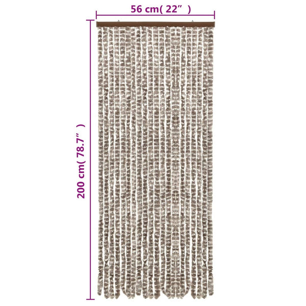 Taupe und weißer Insektenschutzvorhang Septilici 56x200cm (Chenille)