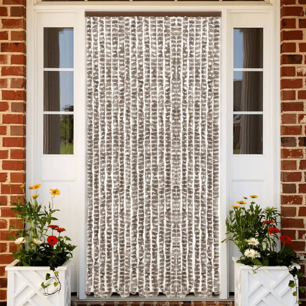 Taupe und weißer Insektenschutzvorhang Septilici 56x200cm (Chenille)