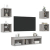 Graues LED-TV-Schrank-Set Avisarian 7-teilig (Sonoma-Holz)