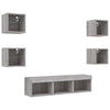 Graues LED-TV-Schrank-Set Avisarian 7-teilig (Sonoma-Holz)