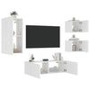 Weißes TV-Wandhängeschrank-Set Serfedin, 4-teilig (mit LED-Beleuchtung)