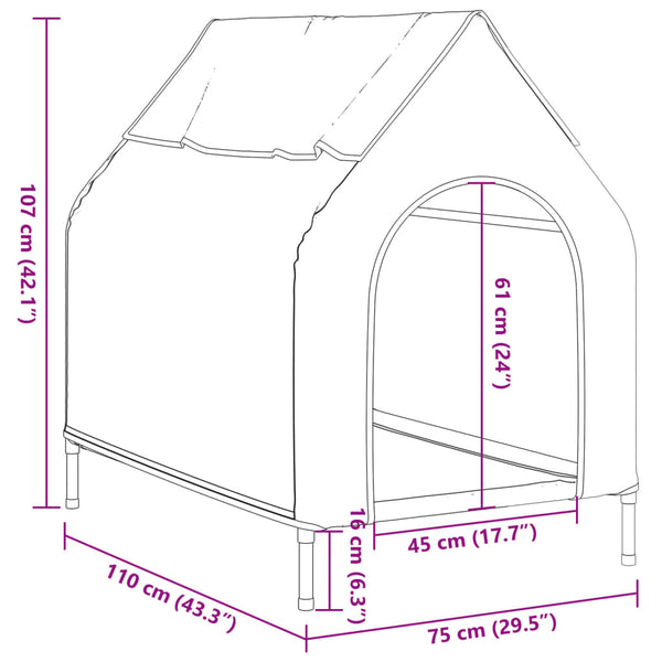 Graues Hundehaus Borsit (dunkelgraues Oxford-Gewebe und Stahl)