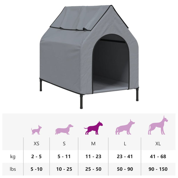 Graues Hundehaus Borsit (dunkelgraues Oxford-Gewebe und Stahl)