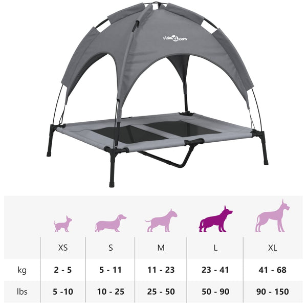 Hundebett Orlescu Anthrazit mit Überdachung (Stahl und Oxford-Stoff)