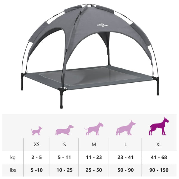 Hundebett Belea in Anthrazit mit Dach (Stahl und Oxford-Gewebe)
