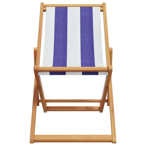 Blau-weiß klappbarer Strandstuhl Profiro (Eukalyptusholz und Stoff)