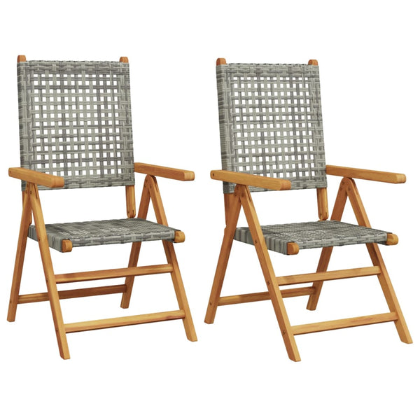 Graue Gartenstühle Sale (2 Stk. Akazienholz und Polyrattan)
