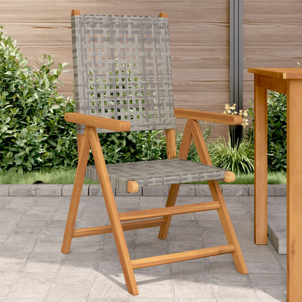 Graue Gartenstühle Sale (2 Stk. Akazienholz und Polyrattan)