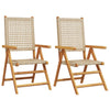 Beige Gartenstühle Alenus (2 Stück Akazienholz und Polyrattan)