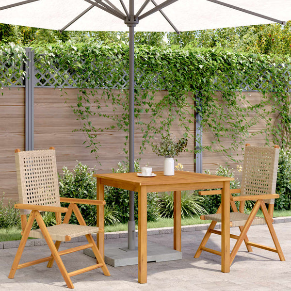 Beige Gartenstühle Alenus (2 Stück Akazienholz und Polyrattan)
