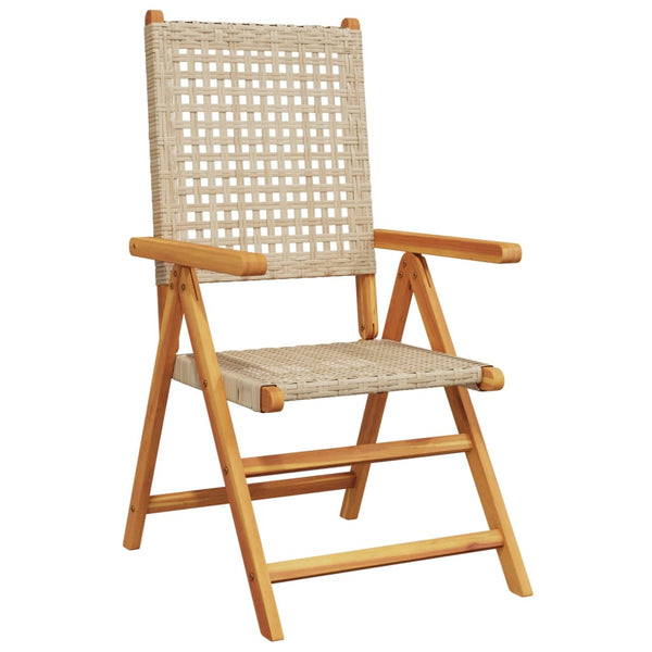 Beige Gartenstühle Alenus (2 Stück Akazienholz und Polyrattan)
