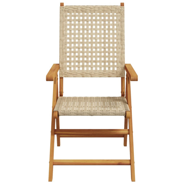 Beige Gartenstühle Alenus (2 Stück Akazienholz und Polyrattan)