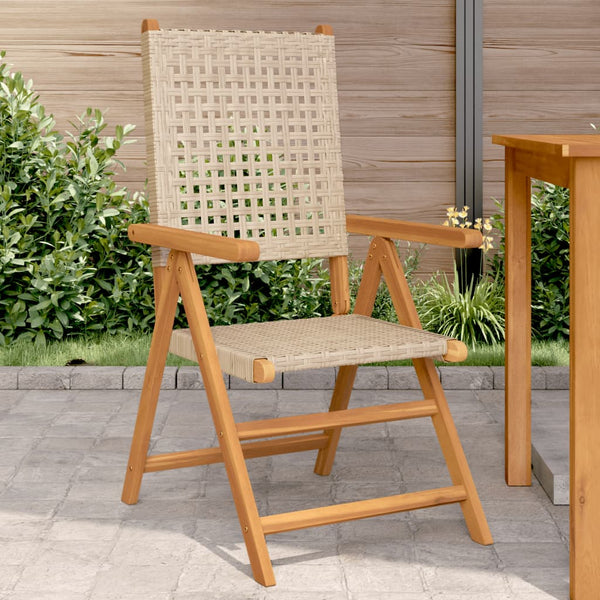 Beige Gartenstühle Alenus (2 Stück Akazienholz und Polyrattan)