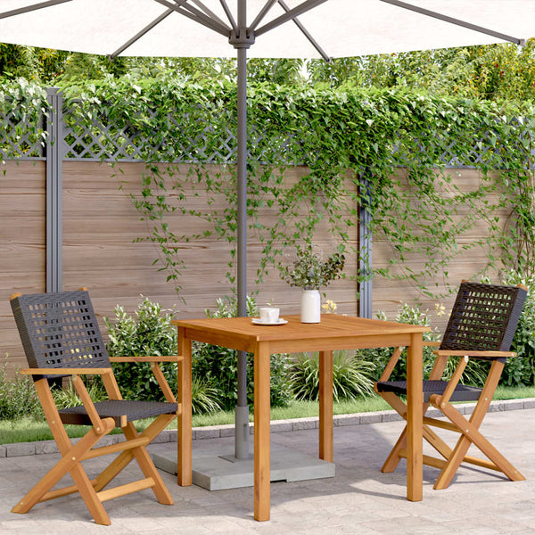 Gartenstühle Elluska schwarz (2 St. Akazie und Polyrattan)