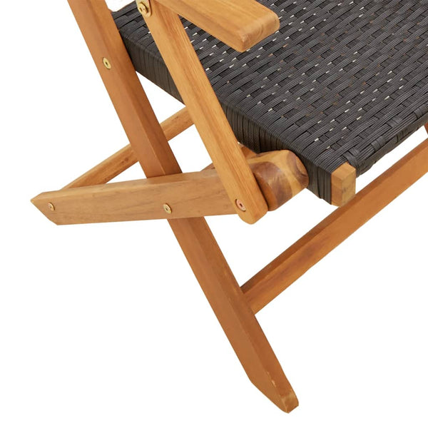 Gartenstühle Elluska schwarz (2 St. Akazie und Polyrattan)