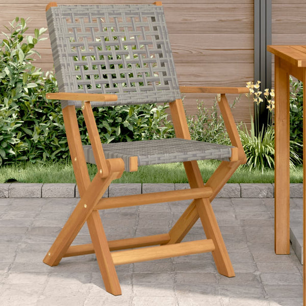 Gartensessel Elluska, grau (2 Stk., Akazienholz und Polyrattan)