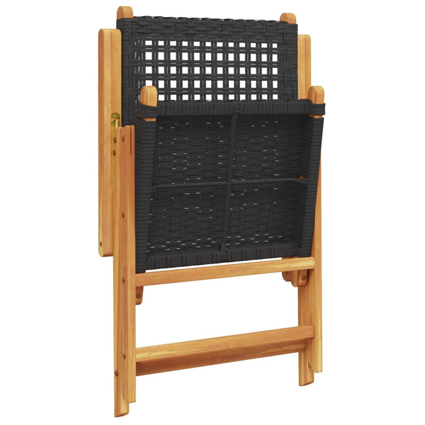 Schwarze Gartenstühle Alenus (2 Stk. Akazienholz und Polyrattan)