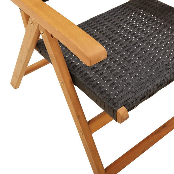 Schwarze Gartenstühle Alenus (2 Stk. Akazienholz und Polyrattan)