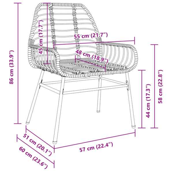 Schwarze Gartenstühle Iante (2er-Set Polyrattan)