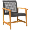 Schwarze Gartenstühle Tricia (2er-Set Polyrattan und Akazienholz)