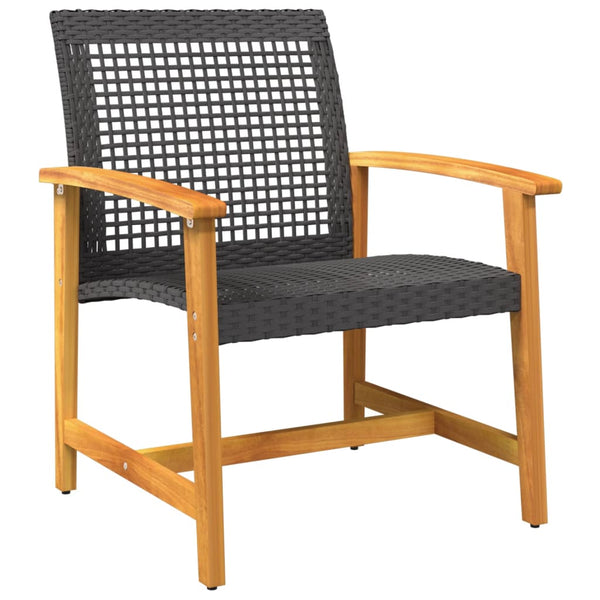 Schwarze Gartenstühle Tricia (2er-Set Polyrattan und Akazienholz)