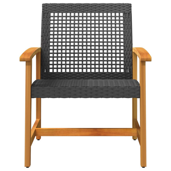 Schwarze Gartenstühle Tricia (2er-Set Polyrattan und Akazienholz)