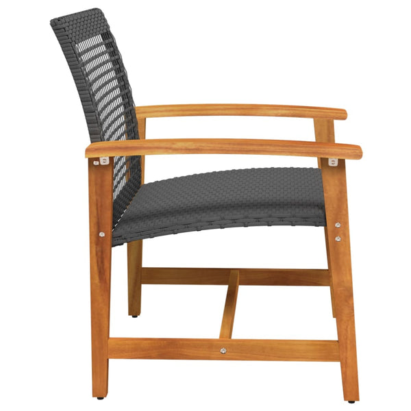 Schwarze Gartenstühle Tricia (2er-Set Polyrattan und Akazienholz)