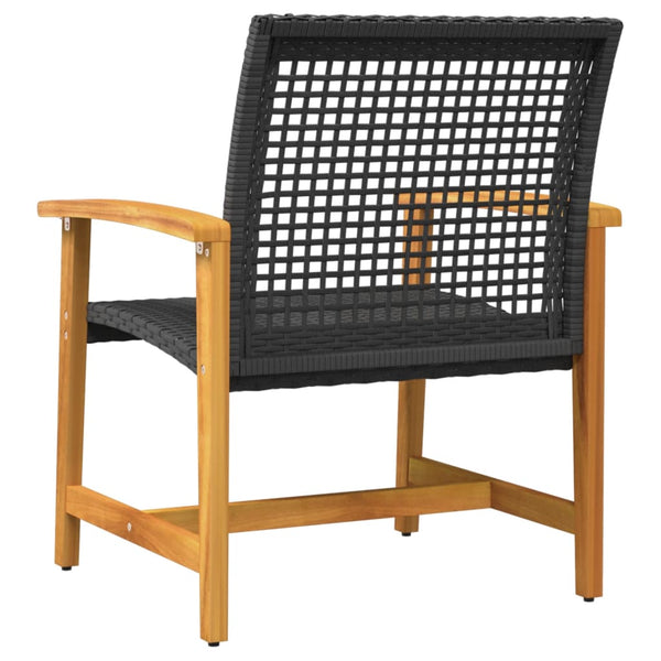 Schwarze Gartenstühle Tricia (2er-Set Polyrattan und Akazienholz)