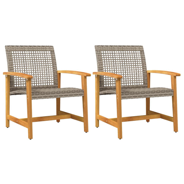 Graue Gartenstühle Tricia (2 Stück Polyrattan und Akazienholz)