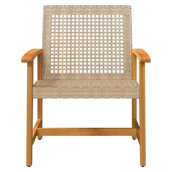 Beige Gartenstühle Tricia (2er Set Polyrattan und Akazienholz)