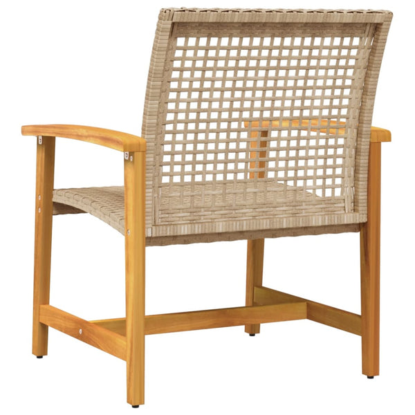 Beige Gartenstühle Tricia (2er Set Polyrattan und Akazienholz)