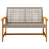 Graue Gartenbank Tricia 112cm (Polyrattan und Akazienholz)