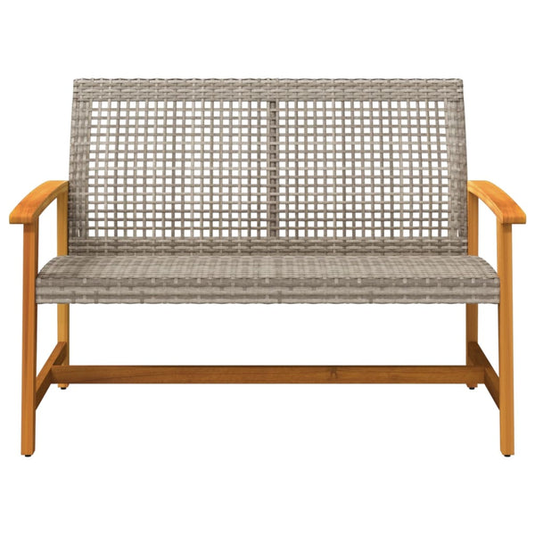 Graue Gartenbank Tricia 112cm (Polyrattan und Akazienholz)