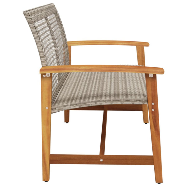 Graue Gartenbank Tricia 112cm (Polyrattan und Akazienholz)