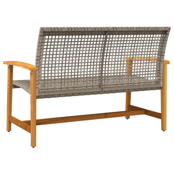 Graue Gartenbank Tricia 112cm (Polyrattan und Akazienholz)