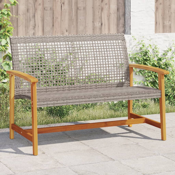 Graue Gartenbank Tricia 112cm (Polyrattan und Akazienholz)