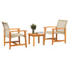 Beiges 3-teiliges Bistro-Set Tricia (Polyrattan und Akazienholz)